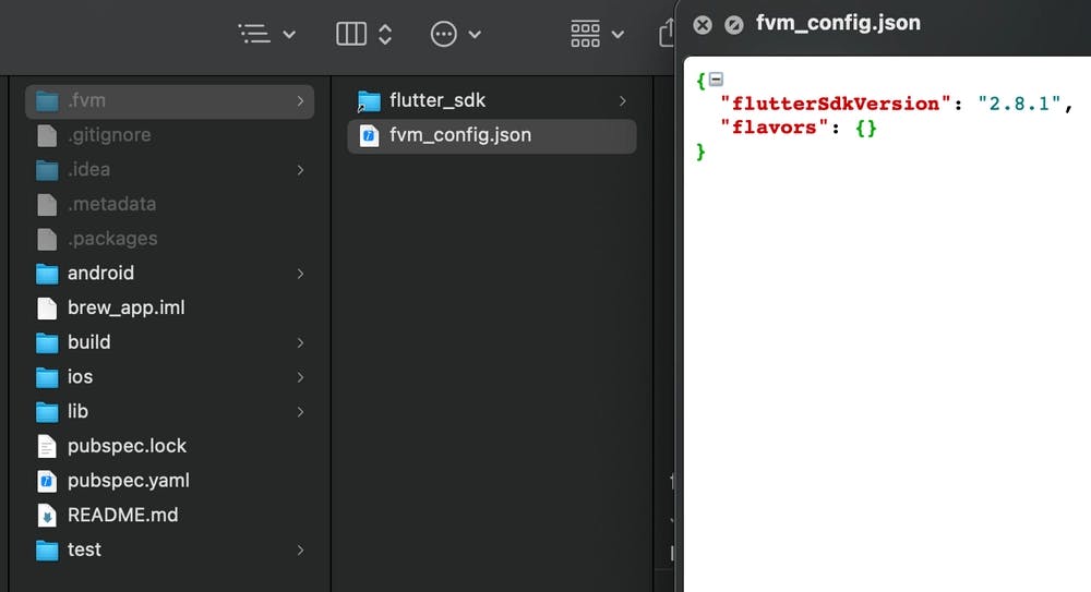 .fvm folder and config file with Flutter 2.8.1 set